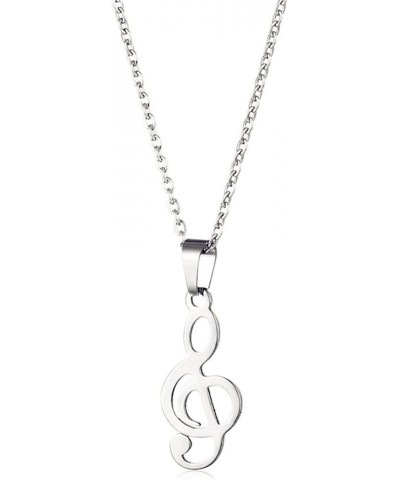 Stainless Steel Music Note Pendant Necklace Creative Delicate Silver Eighth Note Treble Clef Musical Symbol Chain Necklace fo...