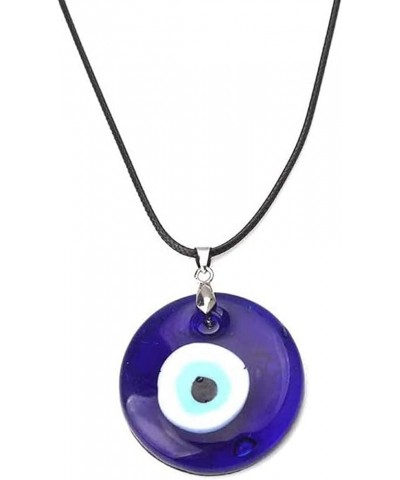 Pink Blue Glass Evil Eye Pendant Necklace Leather Rope Chain Turkish Protect Lucky Necklace for Women Men Couple Friendship L...