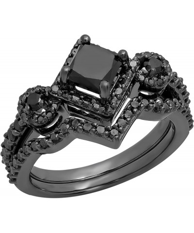 2.10 ctw Black Rhodium Plated Princess Diamond Bridal Chevron Engagement Ring Set in 925 Sterling Silver 7 $114.16 Others